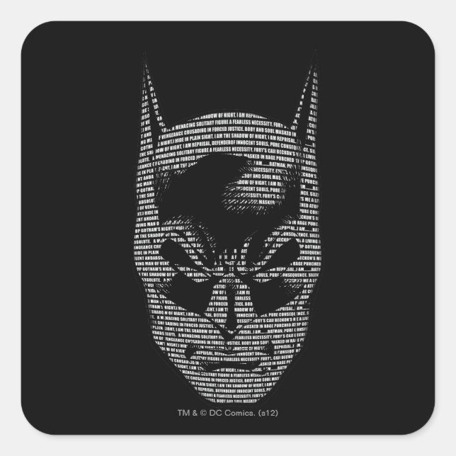 Batman Head Mantra Quadratischer Aufkleber (Vorderseite)