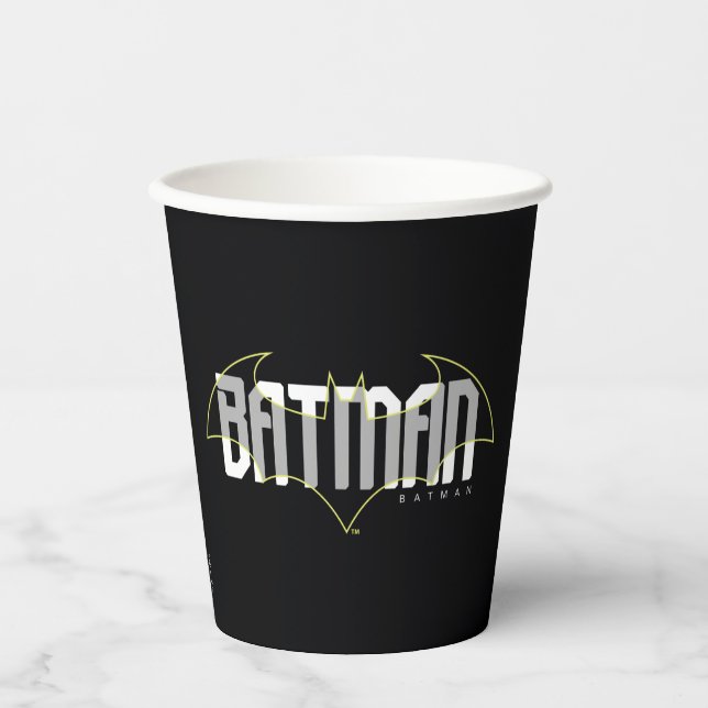 Batman Hi-Tech Name Grafik Pappbecher (Vorderseite)