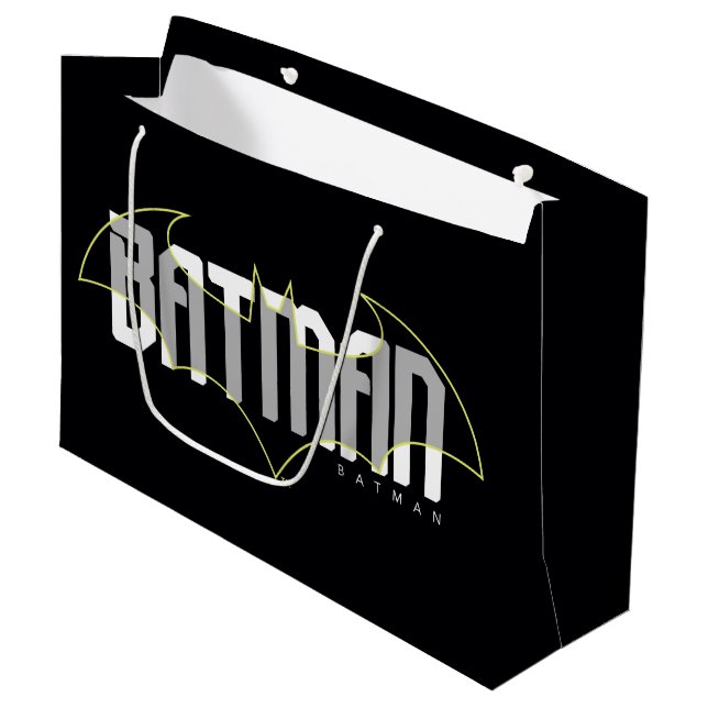 Batman Hi-Tech Name Graphic Große Geschenktüte (Vorderseite Schrägansicht)