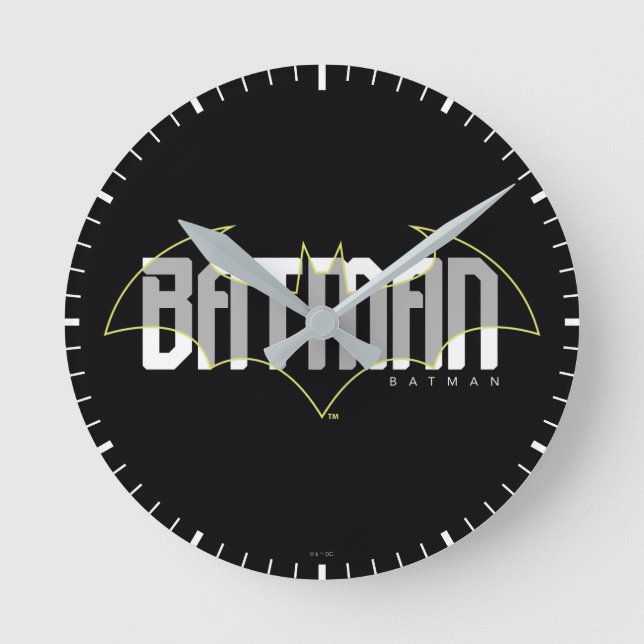 Batman Hi-Tech Name Graphic Runde Wanduhr (Vorderseite)