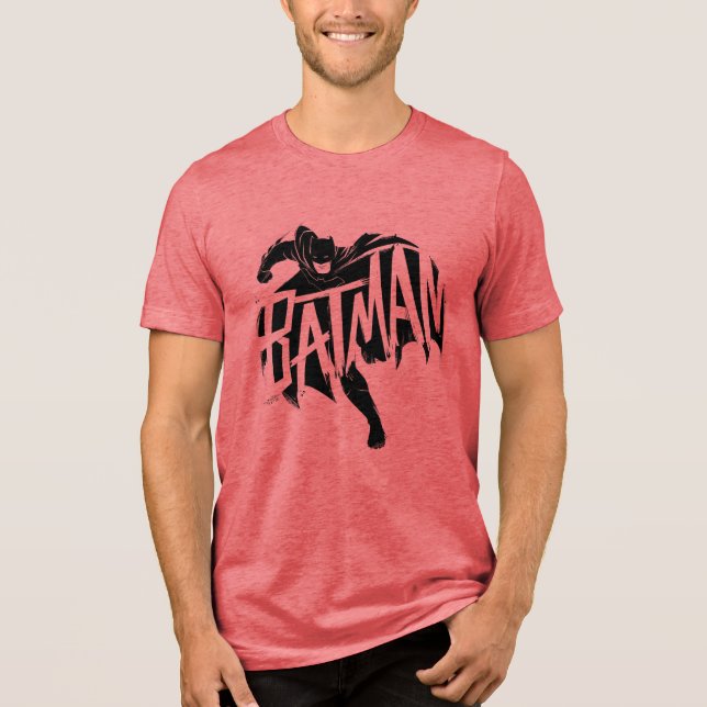 Batman Ink Brush Name Tri-Blend Shirt (Vorderseite)