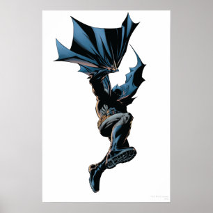 Batman Jumping Down Action Shot Poster
