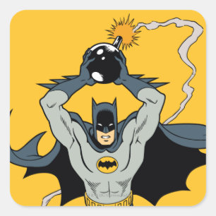 Batman läuft mit Bombe Quadratischer Aufkleber