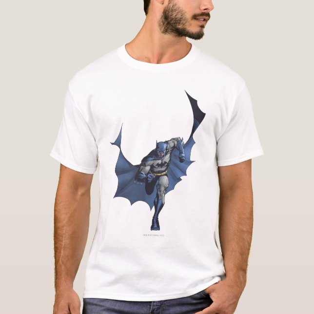 Batman läuft mit fliegendem Kap T-Shirt (Vorderseite)