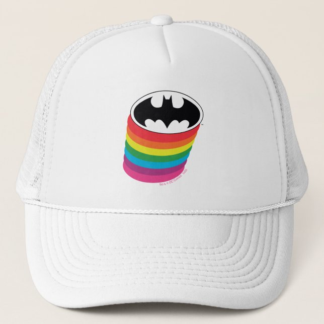 Batman Layered-Regenbogen-Logo Truckerkappe (Vorderseite)