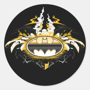 Batman-Logo mit Autos Runder Aufkleber
