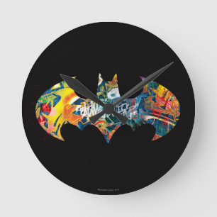 Batman Logo Neon/80er Graffiti Runde Wanduhr