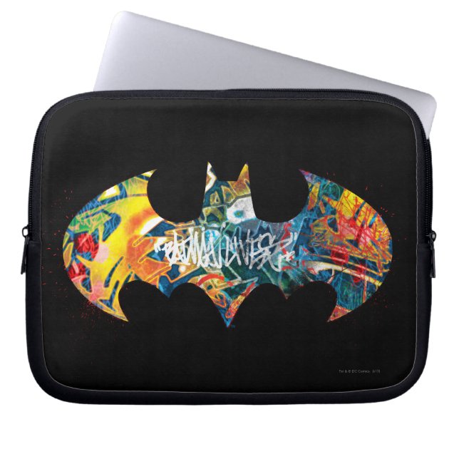 Batman Logo Neon 80's Graffiti Laptopschutzhülle (Vorderseite)