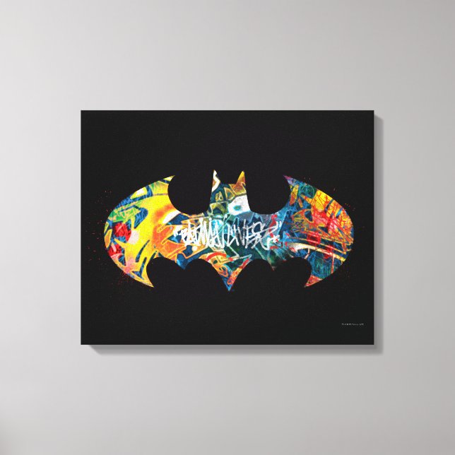 Batman Logo Neon 80's Graffiti Leinwanddruck (Vorderseite)