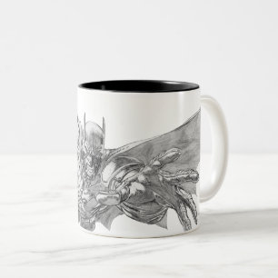 Batman Lunging Forward Drawing 2 Zweifarbige Tasse