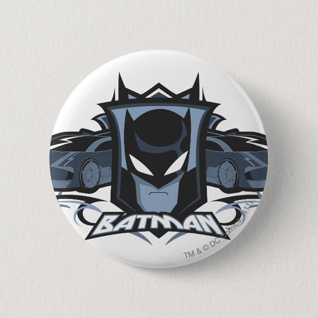 Batman mit Batmobiles Button (Vorderseite)