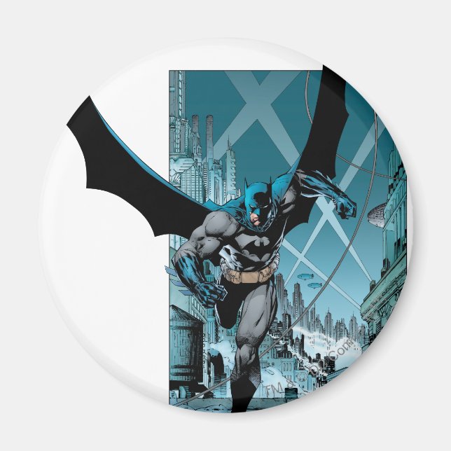 Batman mit Stadthintergrund Magnet (Vorne)