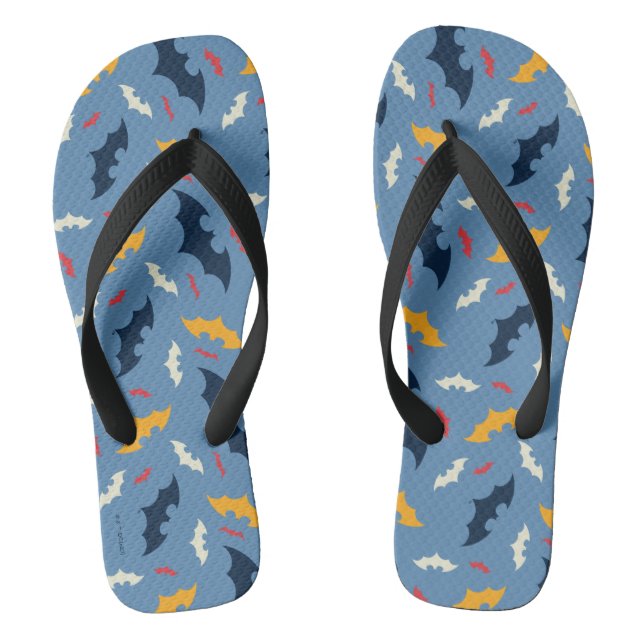 Batman | Muster für rote, blaue und gelbe Bat-Logo Flip Flops (Fußbett)