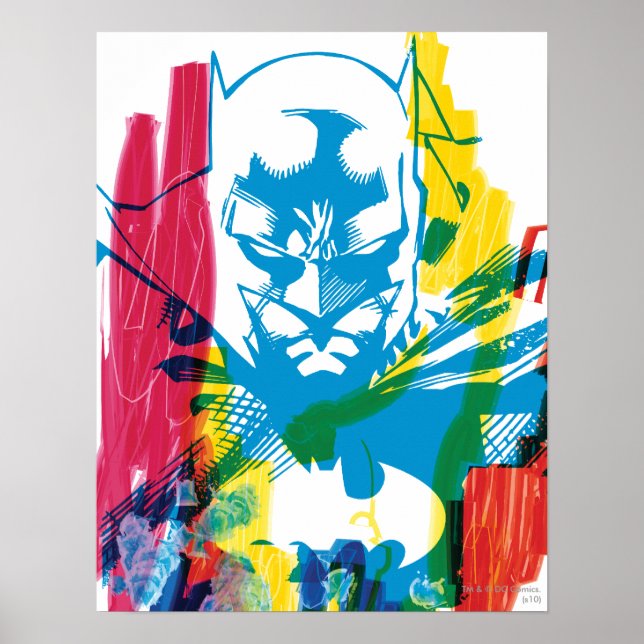 Batman Neon Marker Collage Poster (Vorne)