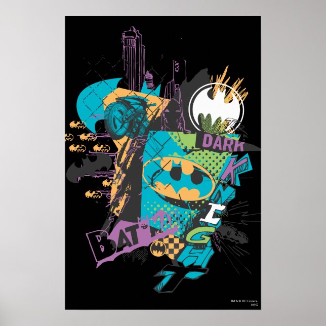 Batman Neon The Dark Knight Collage Poster (Vorne)