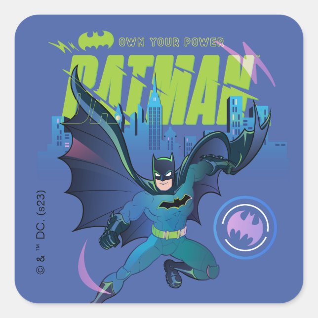 Batman "Own Your Power" City Graphic Quadratischer Aufkleber (Vorderseite)