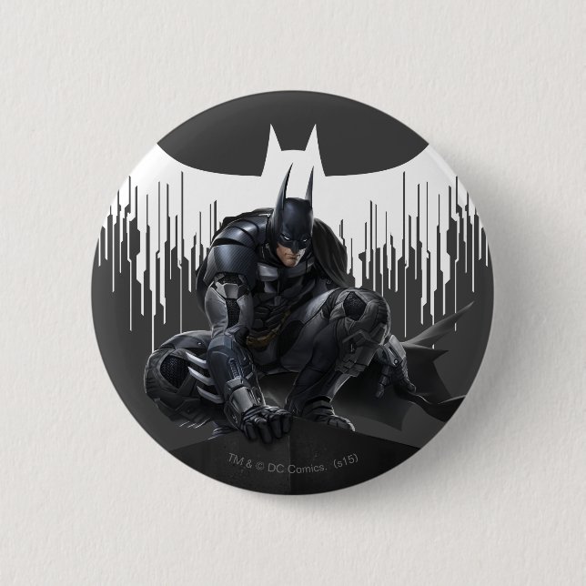 Batman Perched auf einer Säule Button (Vorderseite)