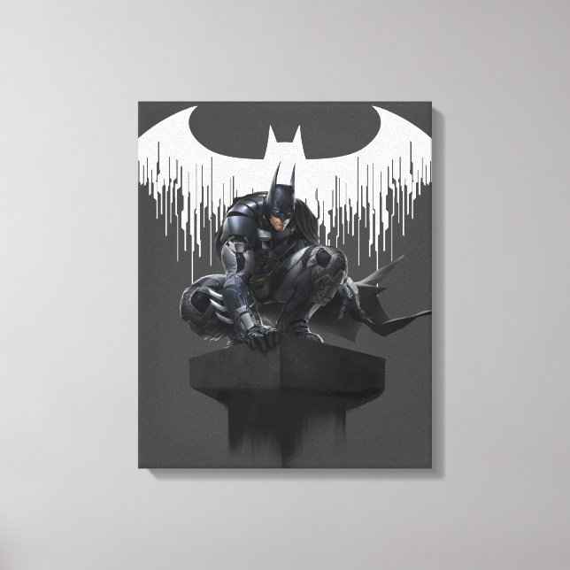 Batman Perched auf einer Säule Leinwanddruck (Vorderseite)