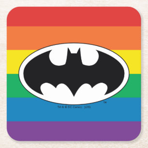 Batman Rainbow-Logo Rechteckiger Pappuntersetzer