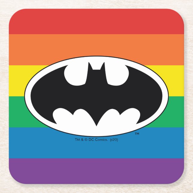 Batman Rainbow-Logo Rechteckiger Pappuntersetzer (Vorderseite)