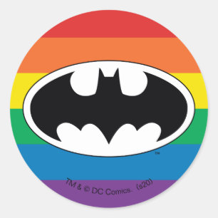 Batman Rainbow-Logo Runder Aufkleber