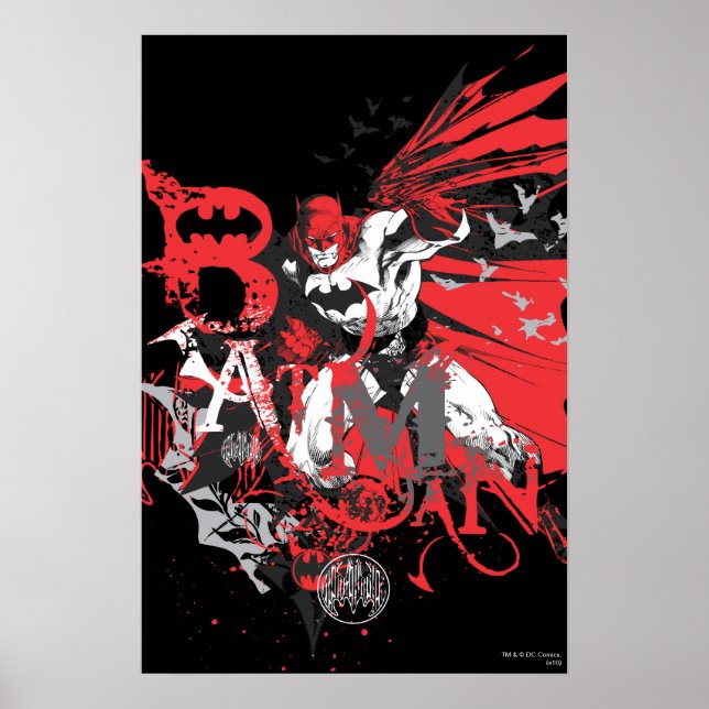 Batman Red und Black Collage Poster (Vorne)
