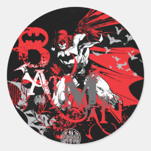 Batman Red und Black Collage Runder Aufkleber