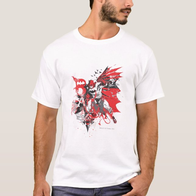 Batman Red und Black Collage T-Shirt (Vorderseite)