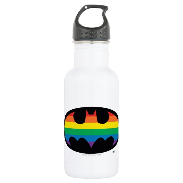 Batman-Regenbogen-Logo Edelstahlflasche (Vorderseite)