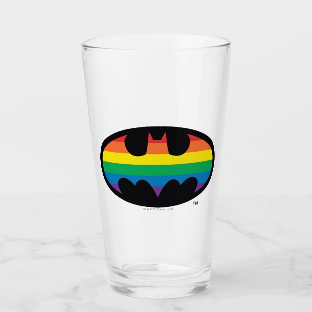 Batman-Regenbogen-Logo Glas (Vorderseite)