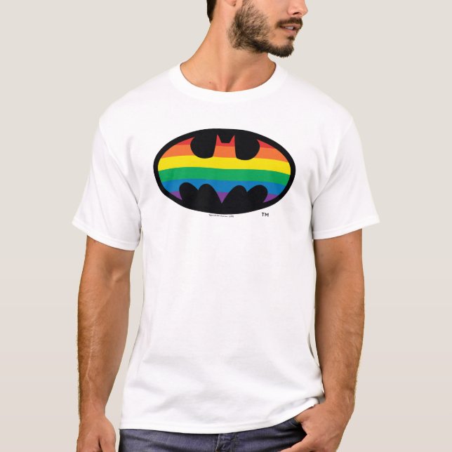 Batman-Regenbogen-Logo T-Shirt (Vorderseite)