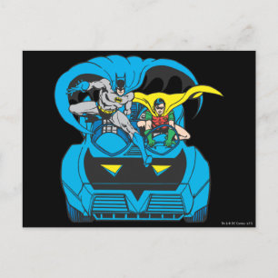 Batman & Robin fahren mit dem Batmobil Postkarte