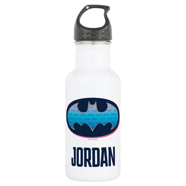 Batman | Rosa Polka-Dot-Logo Edelstahlflasche (Vorderseite)