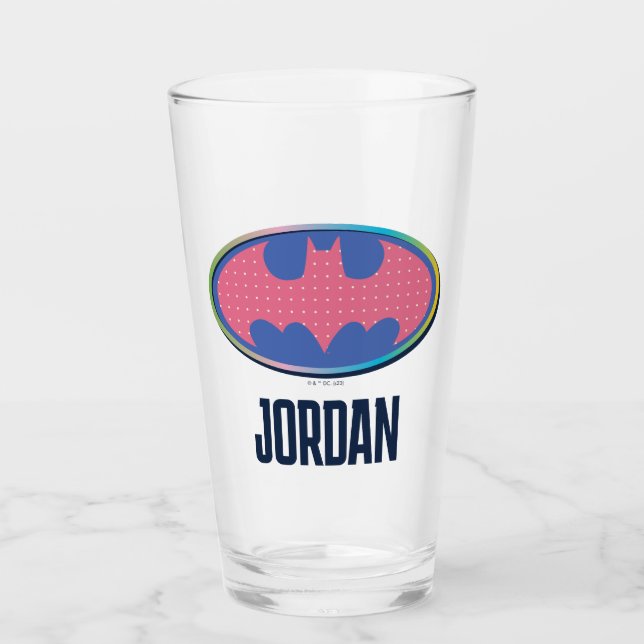 Batman | Rosa Polka-Dot-Logo Glas (Vorderseite)