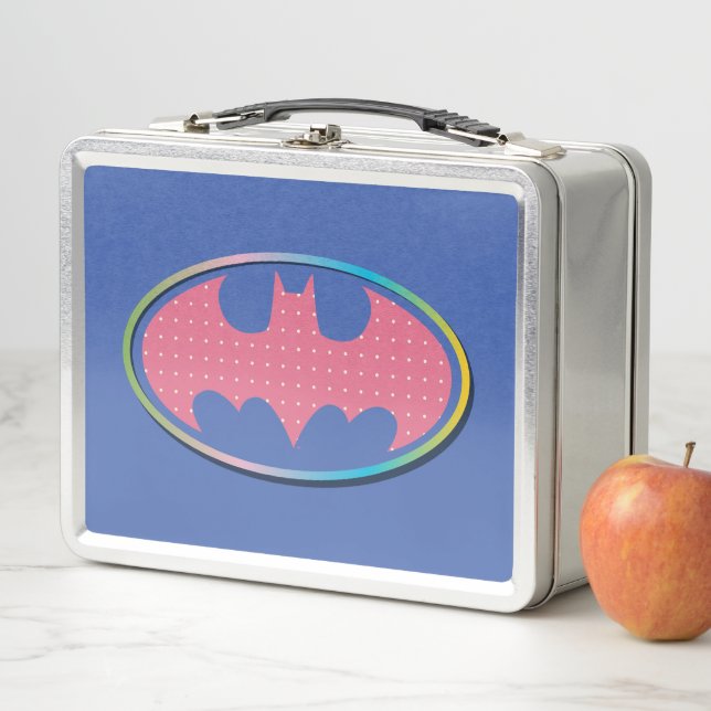 Batman | Rosa Polka-Dot-Logo Metall Brotdose (Beispiel)
