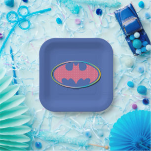 Batman   Rosa Polka-Dot-Logo Pappteller