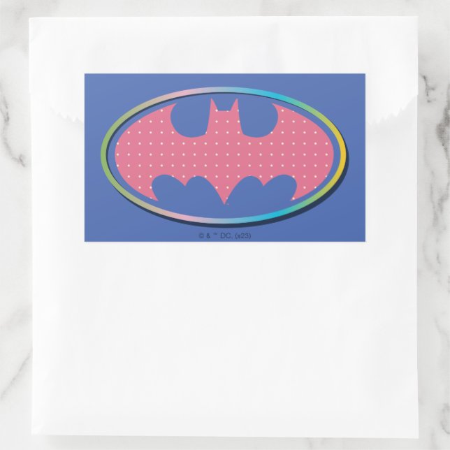 Batman | Rosa Polka-Dot-Logo Rechteckiger Aufkleber (Tasche)