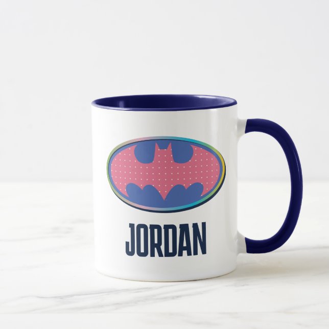 Batman | Rosa Polka-Dot-Logo Tasse (Rechts)