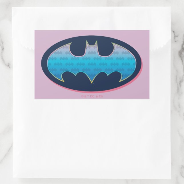 Batman | Rosa und Blau Rechteckiger Aufkleber (Tasche)