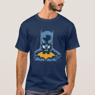 Batman schmetterte Büste mit Gold-Logo T-Shirt