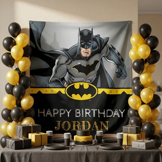 Batman | Schultafel Frohen Geburtstag Wandteppich (Simulated tapestry on wall)