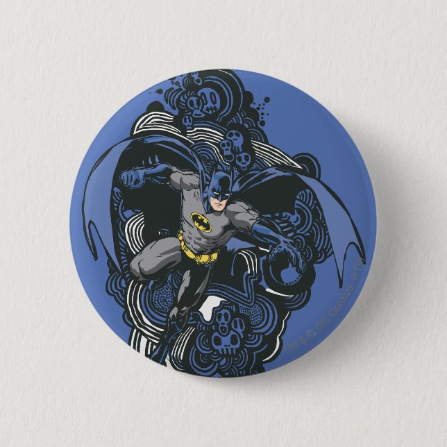 Batman Skulls/Tinte Doodle 2 Button (Vorderseite)