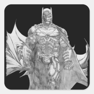 Batman Standing Drawing Quadratischer Aufkleber