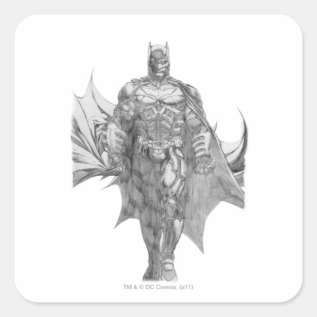 Batman Stehend Zeichnend Quadratischer Aufkleber (Vorderseite)
