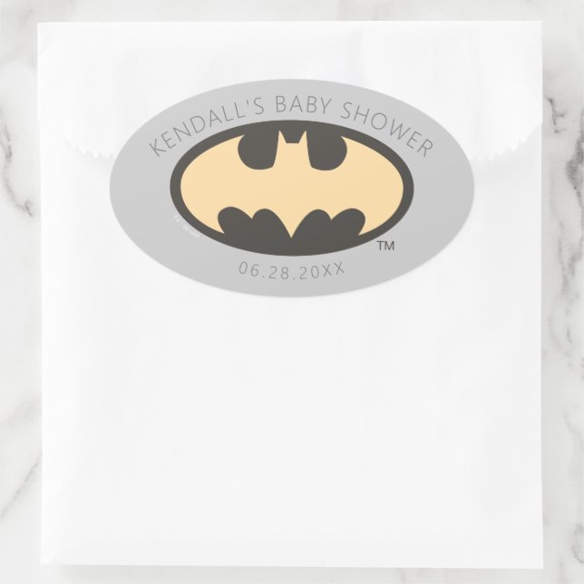 Batman Super Hero Baby Shower Ovaler Aufkleber (Tasche)