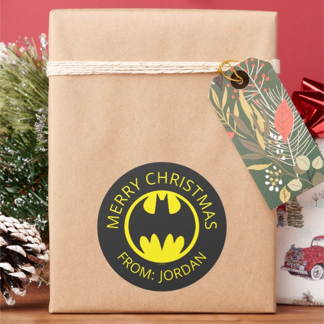 Batman Symbol | Bat Circle Logo | Frohe Weihnachte Runder Aufkleber (Feiertag)