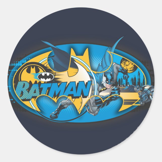 Batman Symbol | Classic Collage Logo Runder Aufkleber (Vorderseite)