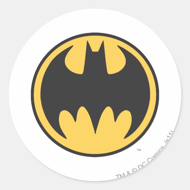 Batman Symbol | Dunkelgelbes Circle-Logo Runder Aufkleber (Vorderseite)