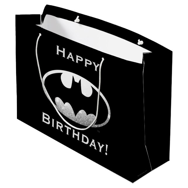 Batman Symbol | Grainy-Logo Große Geschenktüte (Rückseite Schrägansicht)
