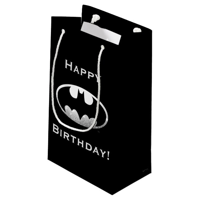 Batman Symbol | Grainy-Logo Kleine Geschenktüte (Rückseite Schrägansicht)